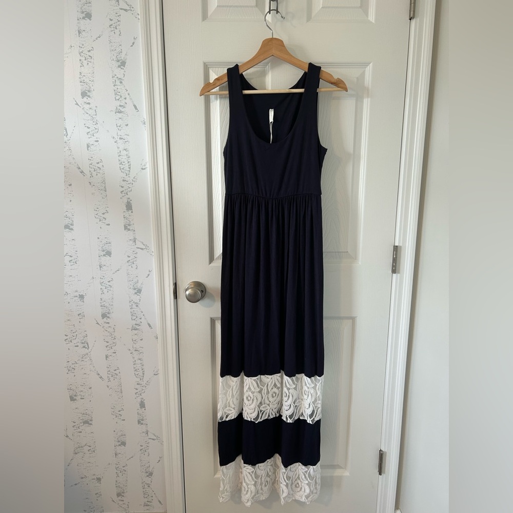 PinkBlush Maternity Dress Navy Blue Sleeveless Small